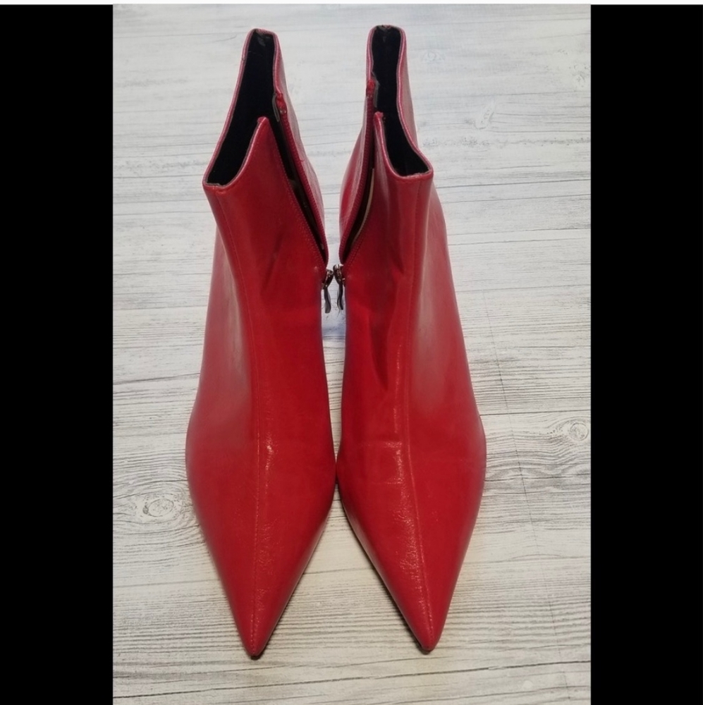 Zara brand red heeled pointy toe booty